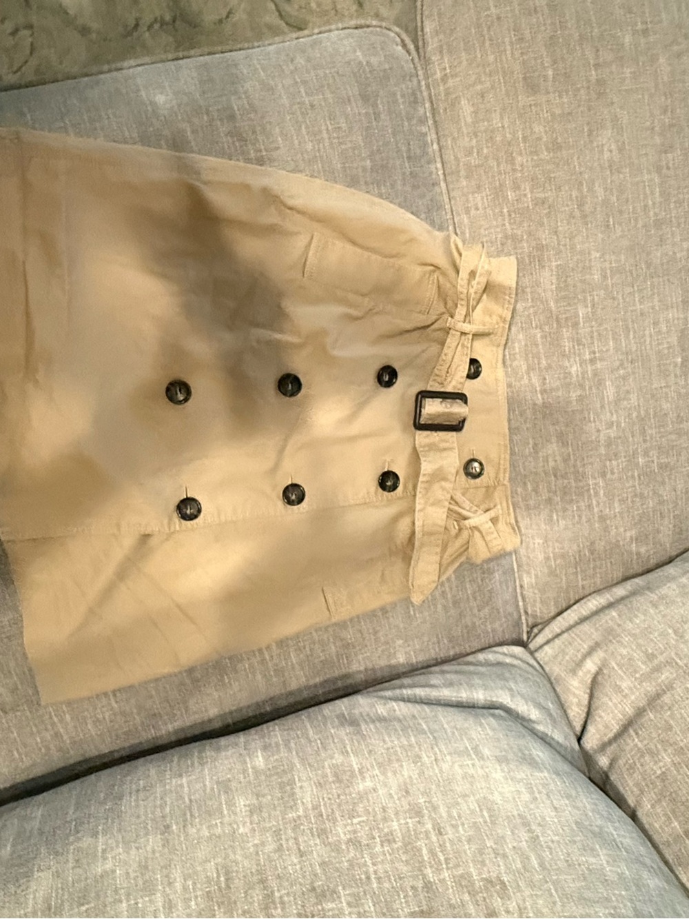 Talbots Beige Double-Breasted Belted Pencil Skirt